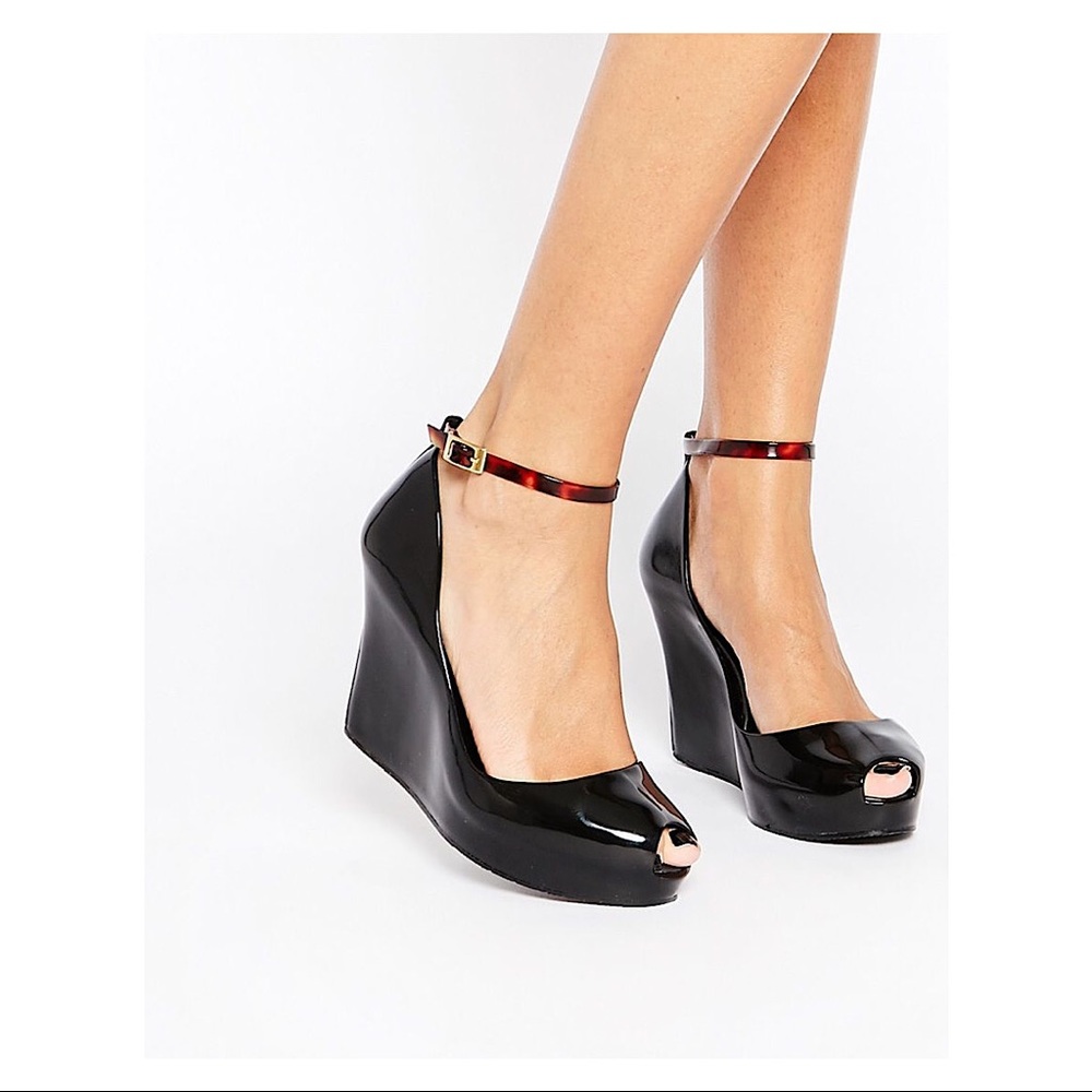 Melissa Patchuli Ankle Strap Wedge Shoes - Size 10